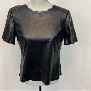 Bcbgmaxazria black leather top